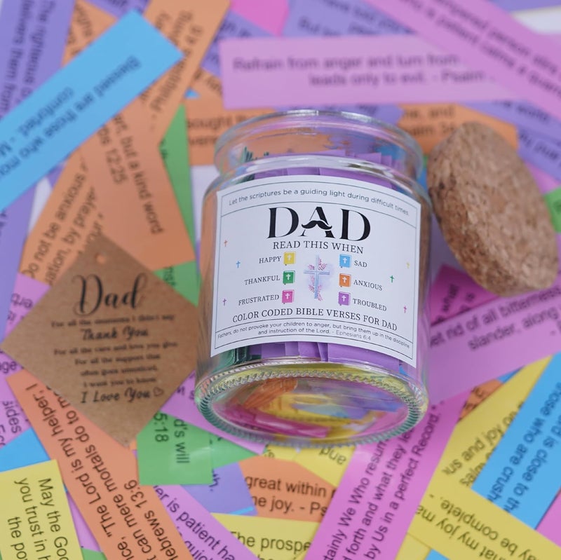 SOLMAYCO Bible Verse Jar for Dad – 92 Scriptures for Encouragement & Strength | Christian Easter Gift for Father | Spiritual Keepsake Jar with Daily Affirmations | Faith-Based Birthday or Easter Gift for Men - Image 5